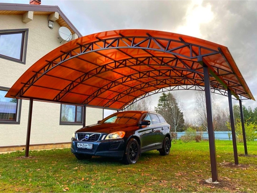 Арочный автонавес двойной с поликарбонатом