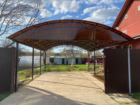 Навес из поликарбоната арочный коричневый для автомобиля Навес из поликарбоната арочный коричневый для автомобиля