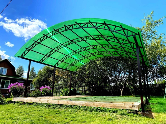 Навес из поликарбоната арочный зеленый для авто Навес из поликарбоната арочный зеленый для авто