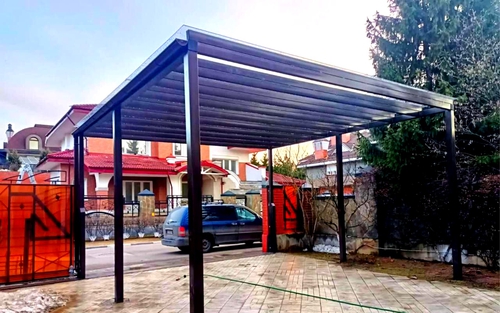 Автонавес односкатный с поликарбонатом