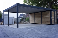 Навес автомобильный из профнастила односкатный в стиле хай-тек