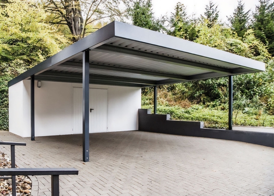 Навес из поликарбоната high-tech односкатный для автопарковки