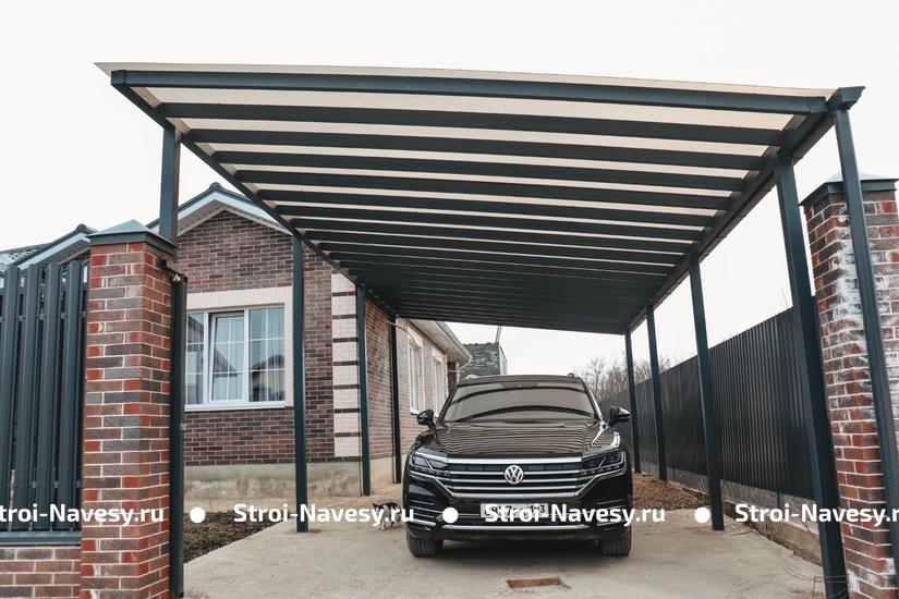 Навес из поликарбоната односкатный цвета RAL для машины