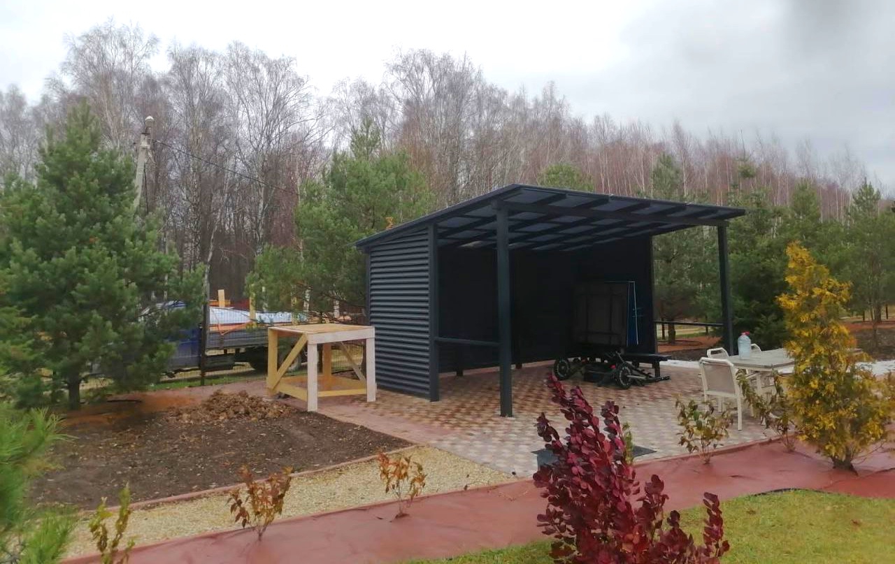 Односкатный навес-беседка для сада Навес для автомобиля двускатный перед гаражом