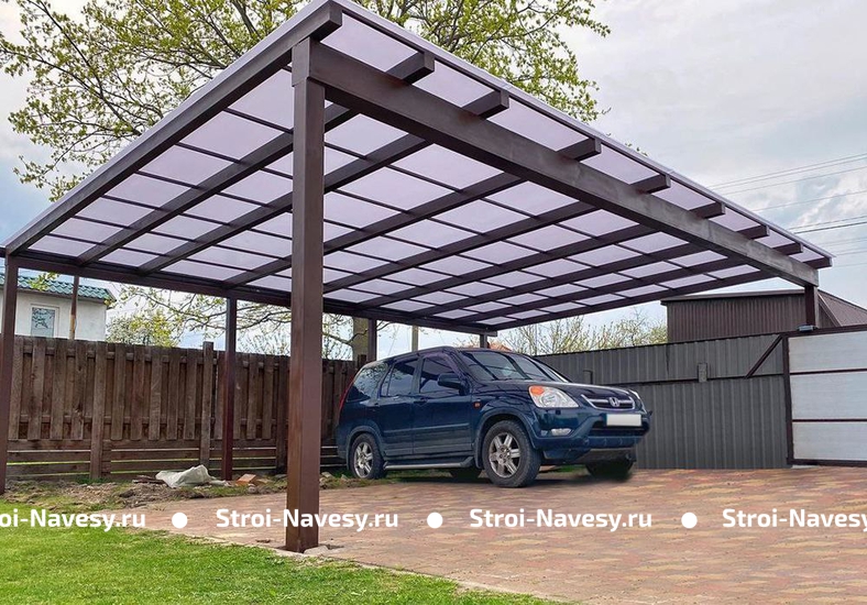 Навес из поликарбоната односкатный для авто