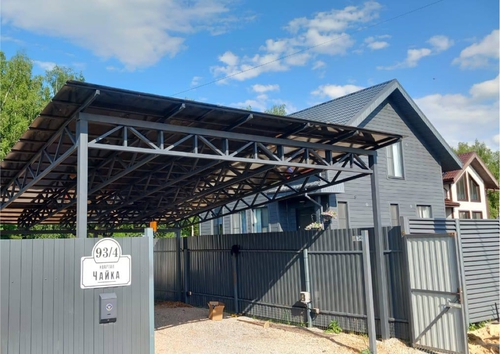 Односкатный навес из сотового поликарбоната