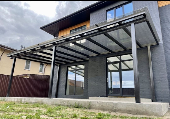 Навес из поликарбоната односкатный пристрой к дому Навес из поликарбоната односкатный пристрой к дому