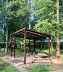 Навес из профлиста односкатный для зоны отдыха с мангалом на даче