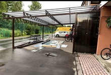 Навес из поликарбоната односкатный пристрой к дому