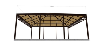 Навес из поликарбоната нестандартный с пирамидальной кровлей во дворе к дому