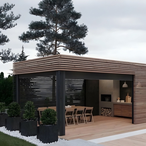 Современный навес пристроенный к дому «веранда»